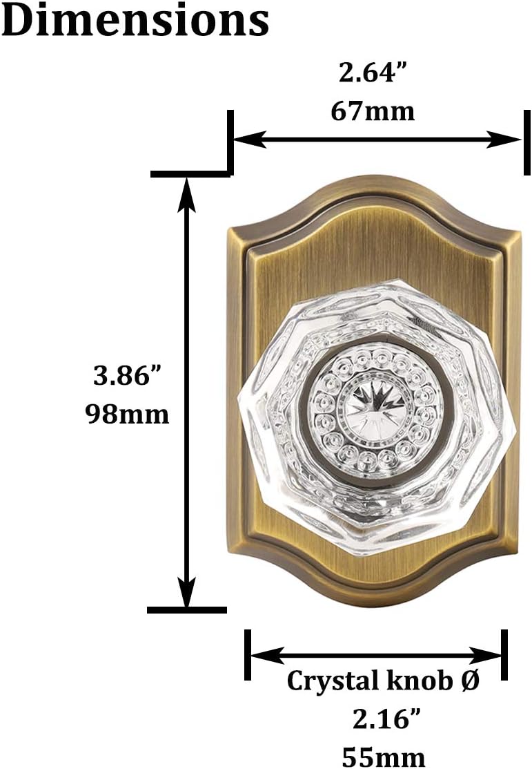 Amazing 🔥 Gobrico Clear Crystal Dummy Doorknobs in Antique Brass,Single Side Dummy Door Handles for Hall Closet Pantry,Universal Knobs,5 Pack