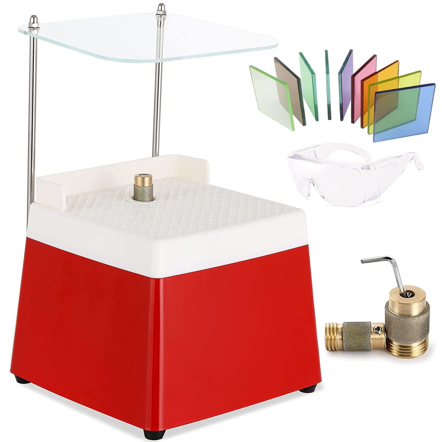 Smerigliatrice per vetro colorato con punta per smerigliatrice diamantata da 5/8"+1" + deflettore in acrilico, mini smerigliatrice portatile industriale per smerigliatrice diamantata per vetro artis