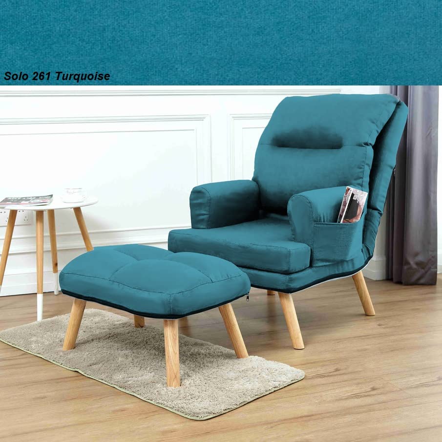 Fauteuil Relax NEMO Style Scandinave - Velours Gris, 5 Positions Dossier Réglable, Repose-pieds Inclus - Dimensions 75x75 Cm, Charge Max 150 Kg - Fabrication UE