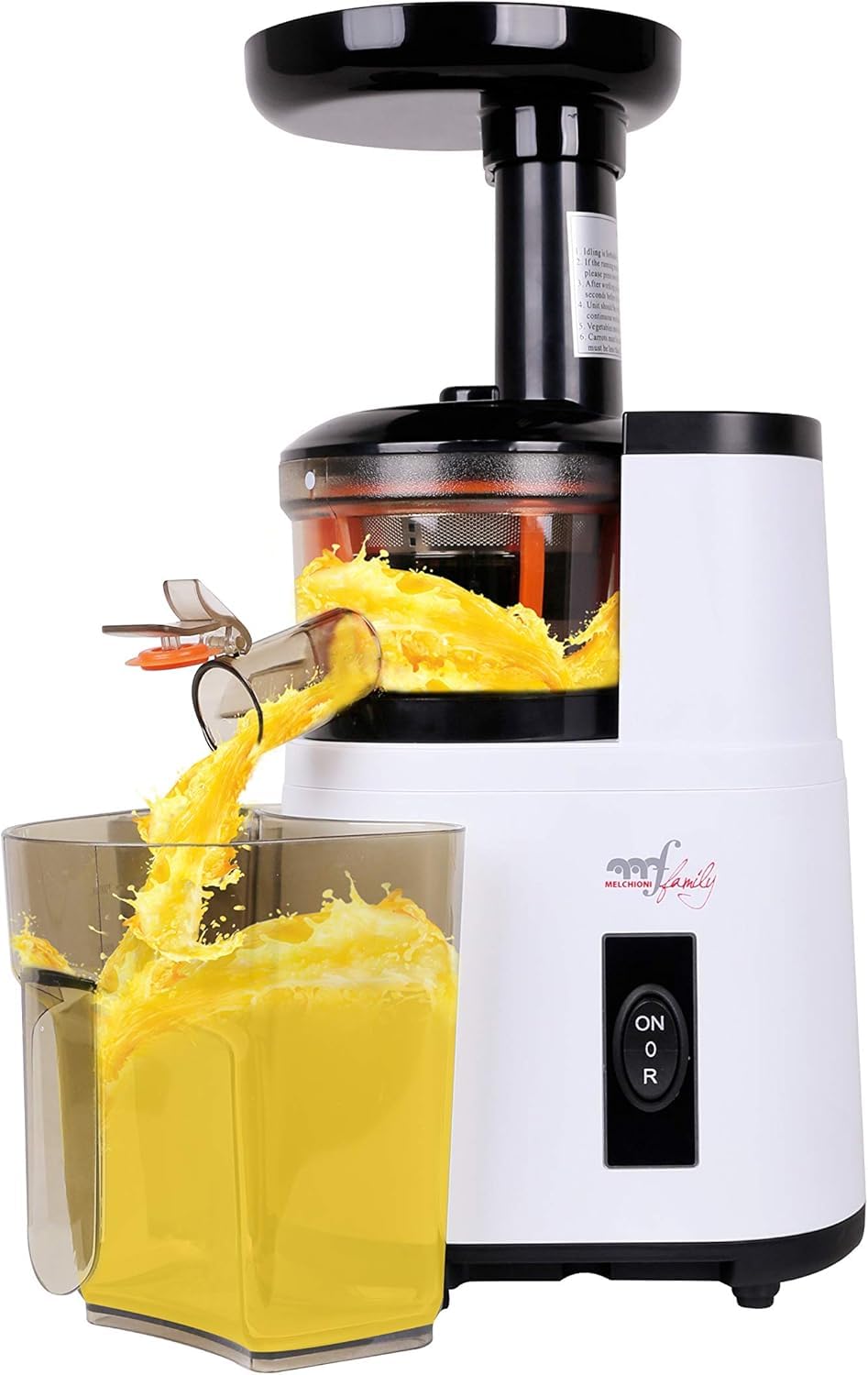 Melchioni Family | Extracteur de Jus de Fruits et Légumes à Froid VEGA, Extraction Lente pour Préserver les Vitamines, Antioxydants et Nutriments, Démontable, 150W, Sans BPA et BPS, Acier Inoxydable