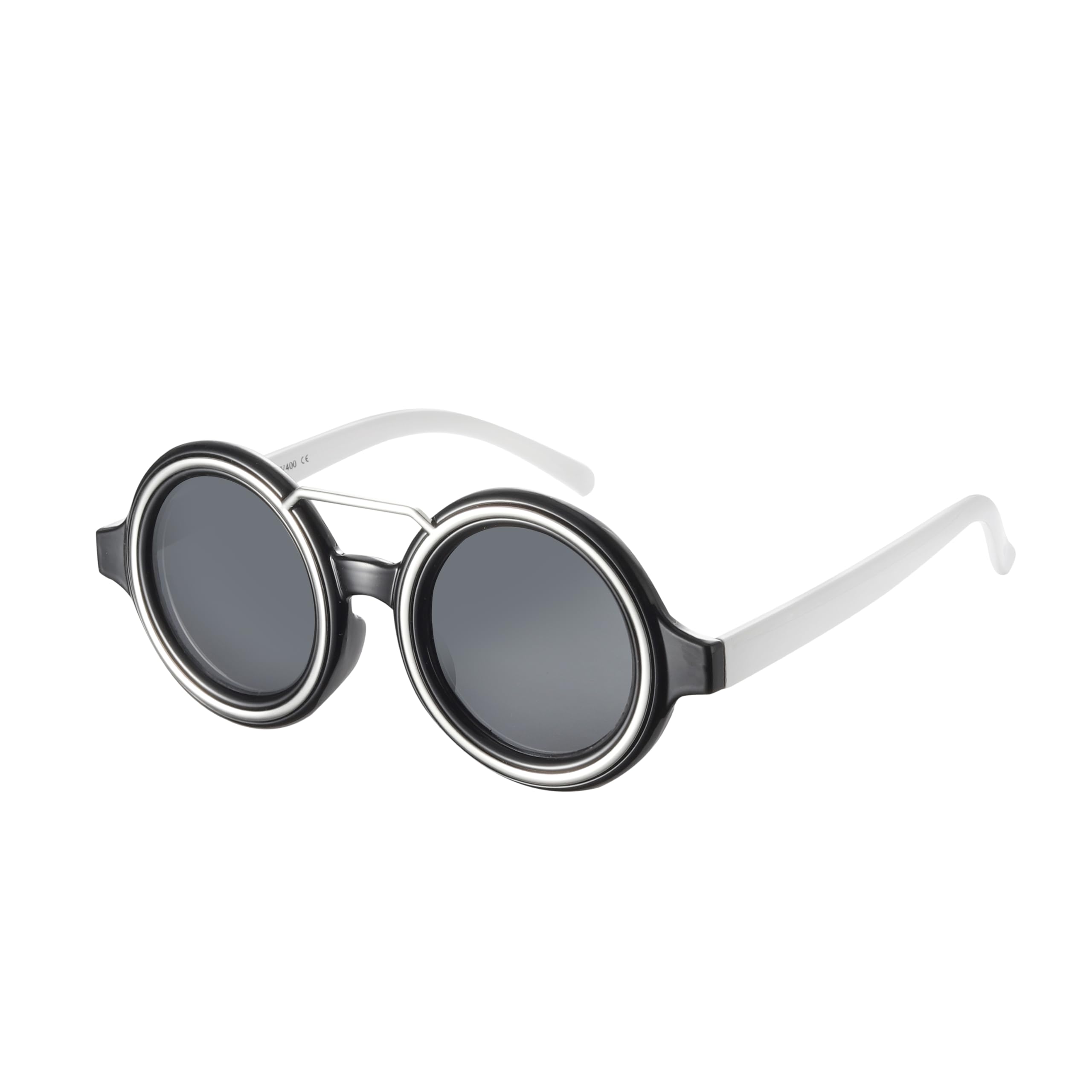 Komonee Unisex Black Frame Round Geek Sunglasses Black And Silver Frame Black Lens Tint Glasses Designer Mens Womens Uv400 Protection Classic Shades
