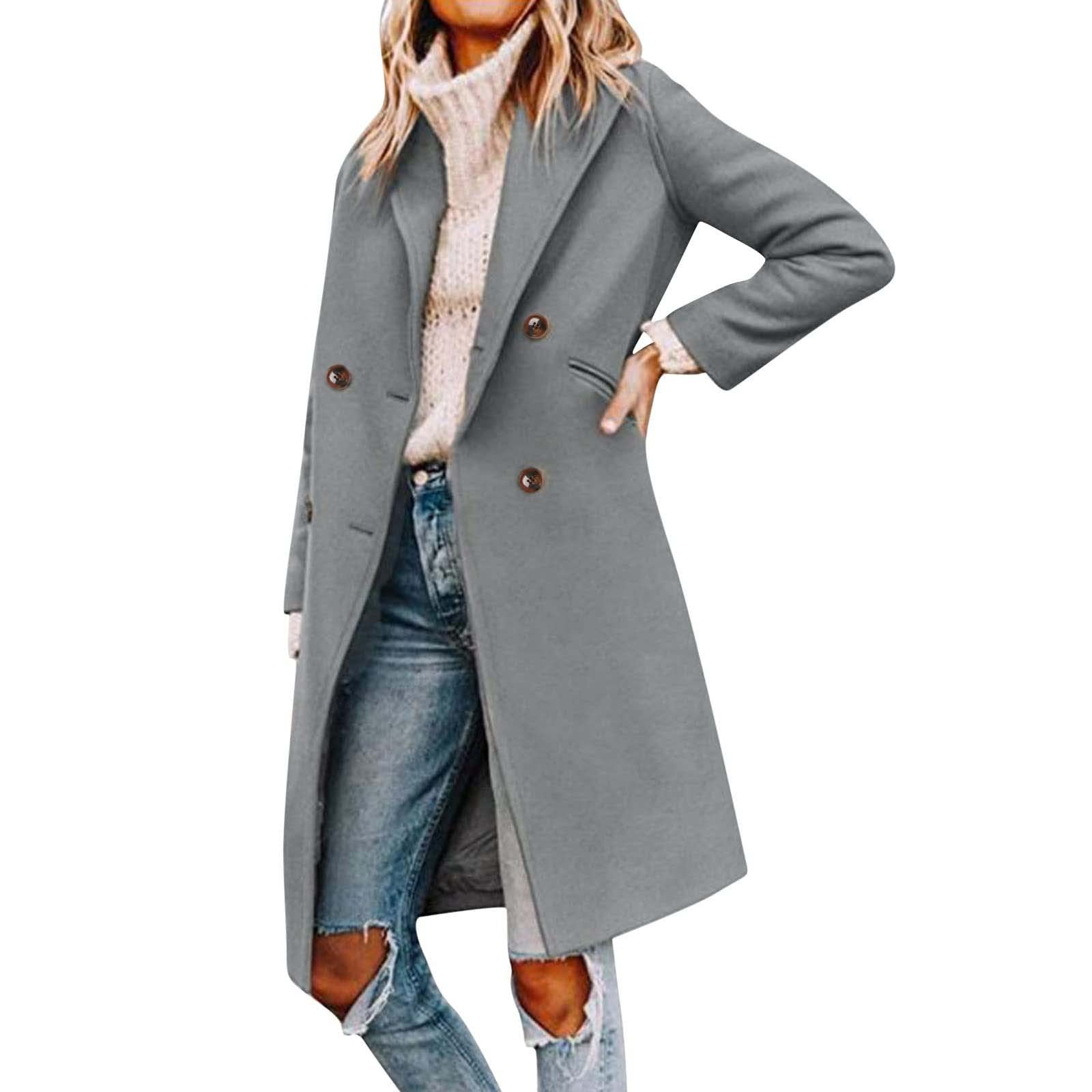 Wintermantel Damen Elegant Winterjacke Damen Lang Wollmantel Winter