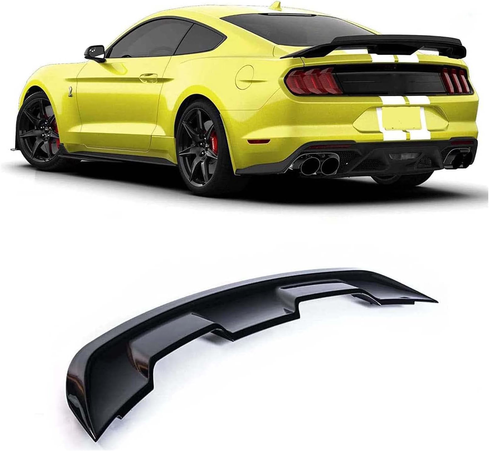 KKoneAuto Rear Trunk Spoiler GT Wing Compatible with 2015-2022 Ford Mustang Shelby GT500, GT350, V8, V6, EcoBoost Premium, Base Convertible, Coupe 2 Door Deck Lid Spoiler, Glossy Black