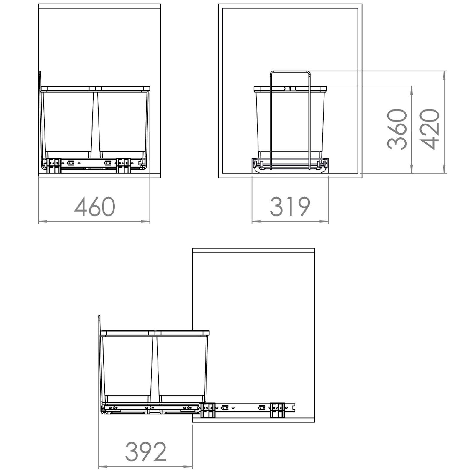 Ecofil Raccoglitore di rifiuti PF01 34B4 12+12+12L con coperchio mobile