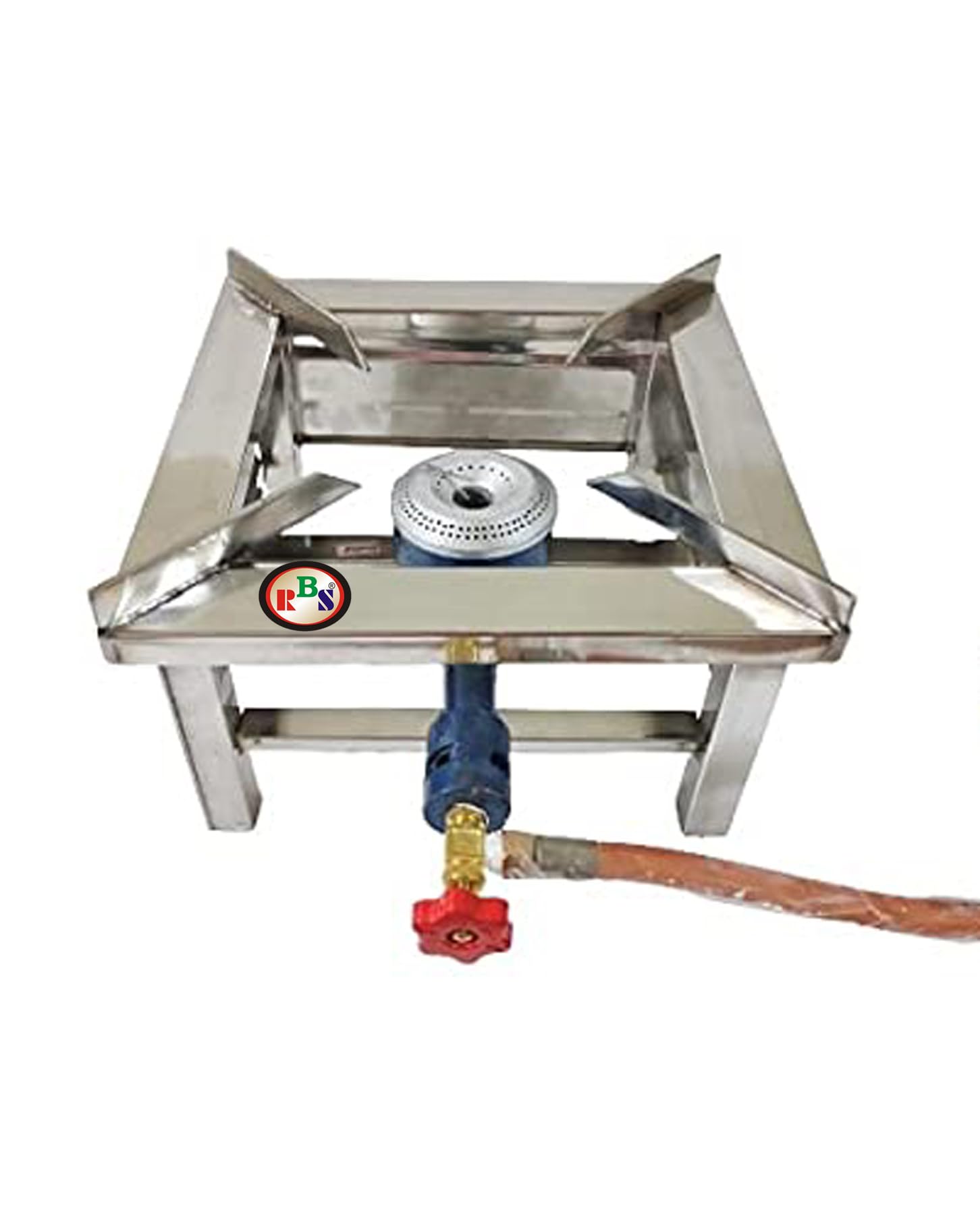 RBS Manual Single Burner Stainless Steel Square Canteen Bhatti Gas Stove with Fitted Brass Nut Hose Pipe, Valve, Adapter (Silver; 10 X 10 X 7 Inch) (B0D3BH4TWQ) Amazon Price History, Amazon Price Tracker