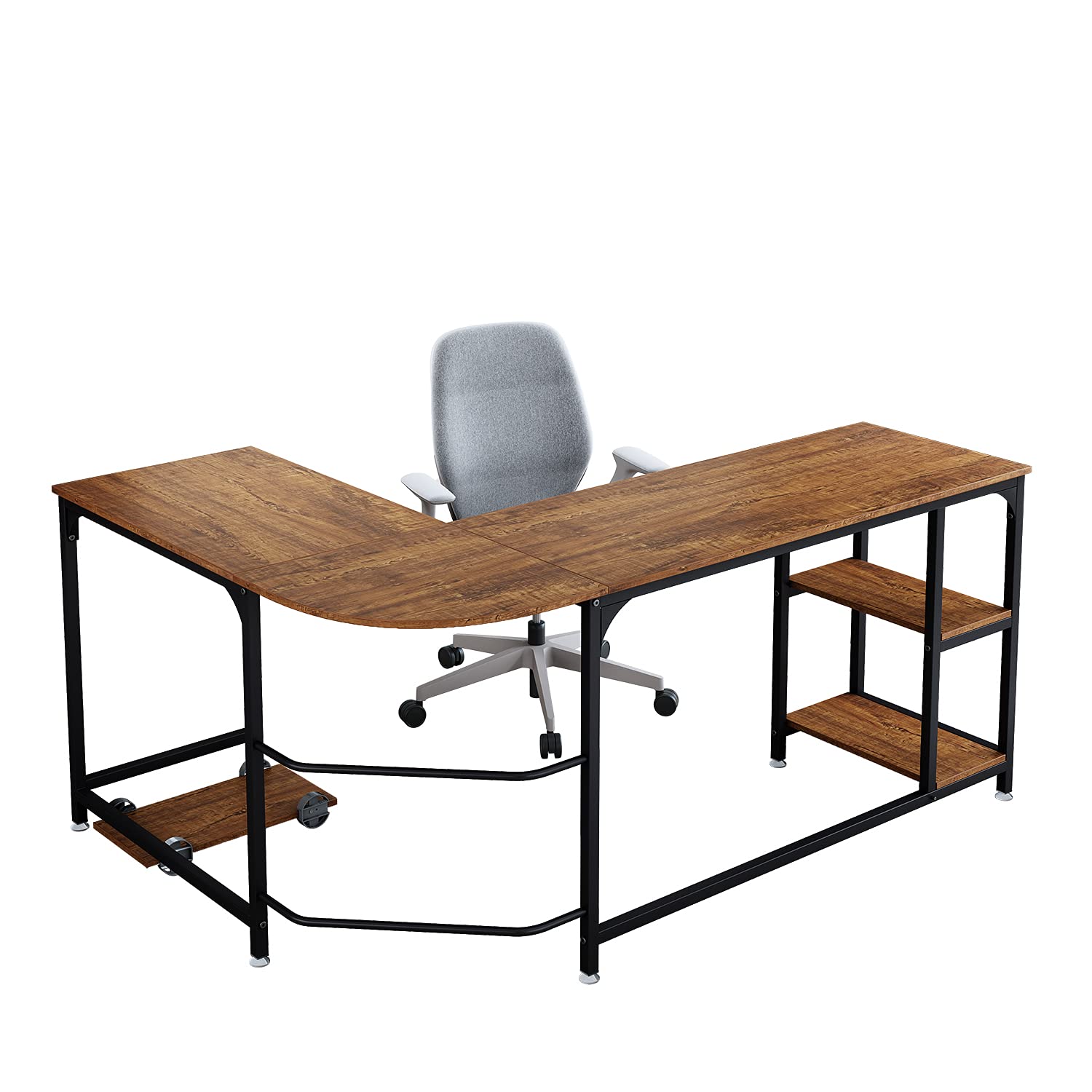USHOW Computer Desk,66Inch LShaped Corner Desk,Home Office Study