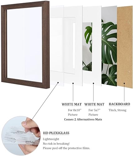 Vista 499 de Egofine Portarretratos de 9 x 12 pulgadas hecho de madera maciza con plexiglás, fotos de 5 x 7/6 x 8 con paspartú o de 9 x 12 pulgadas sin paspartú