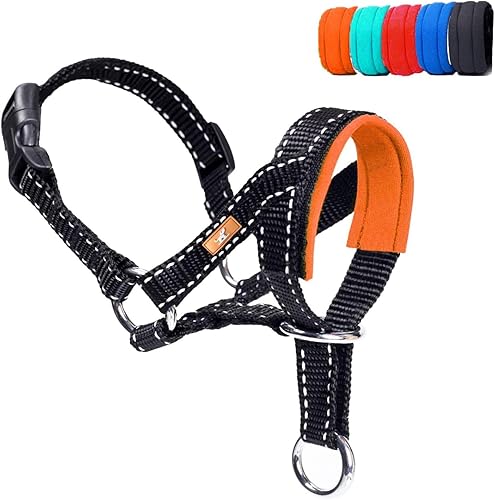 Collar de cabeza de perro con tela reflectante, arnés ajustable para cabeza de perro para evitar tirones para perros pequeños, medianos y grandes