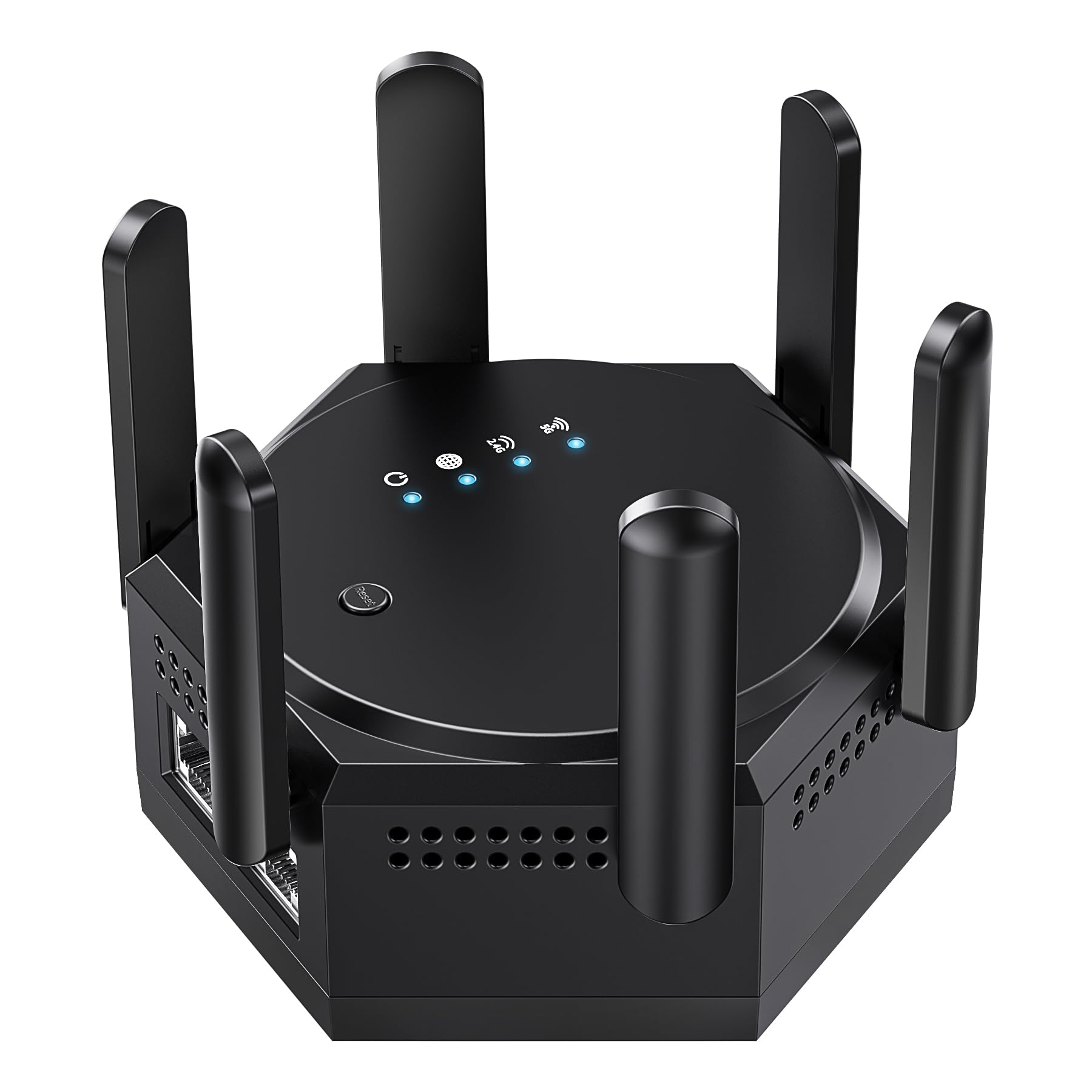 WiFi Extender Signal Booster,1200Mbps Dual Band 2.4GHz &amp; 5GHz WiFi Repeater,Covers Up to 12880 Sq.Ft,Supports 60 Devices,Easy Setup Internet Booster for Home Apartment Basement Office (Gloss Black)