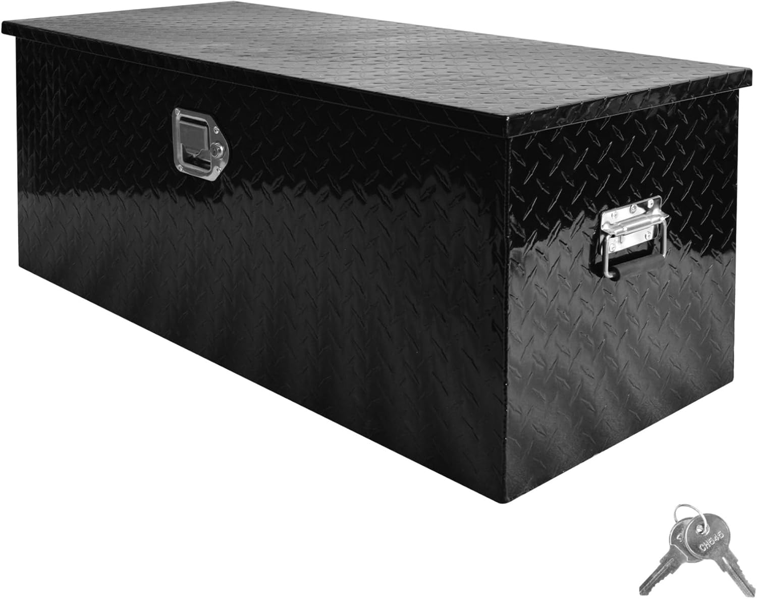 36"x15"x15" Heavy Duty Aluminum Truck Bed Toolbox Diamond Plate Tool Box with Side Handle and Handled Lock Keys Waterproof Square Storage Organizer Suitable for Pickup‌ Truck Trailer UTV ATV