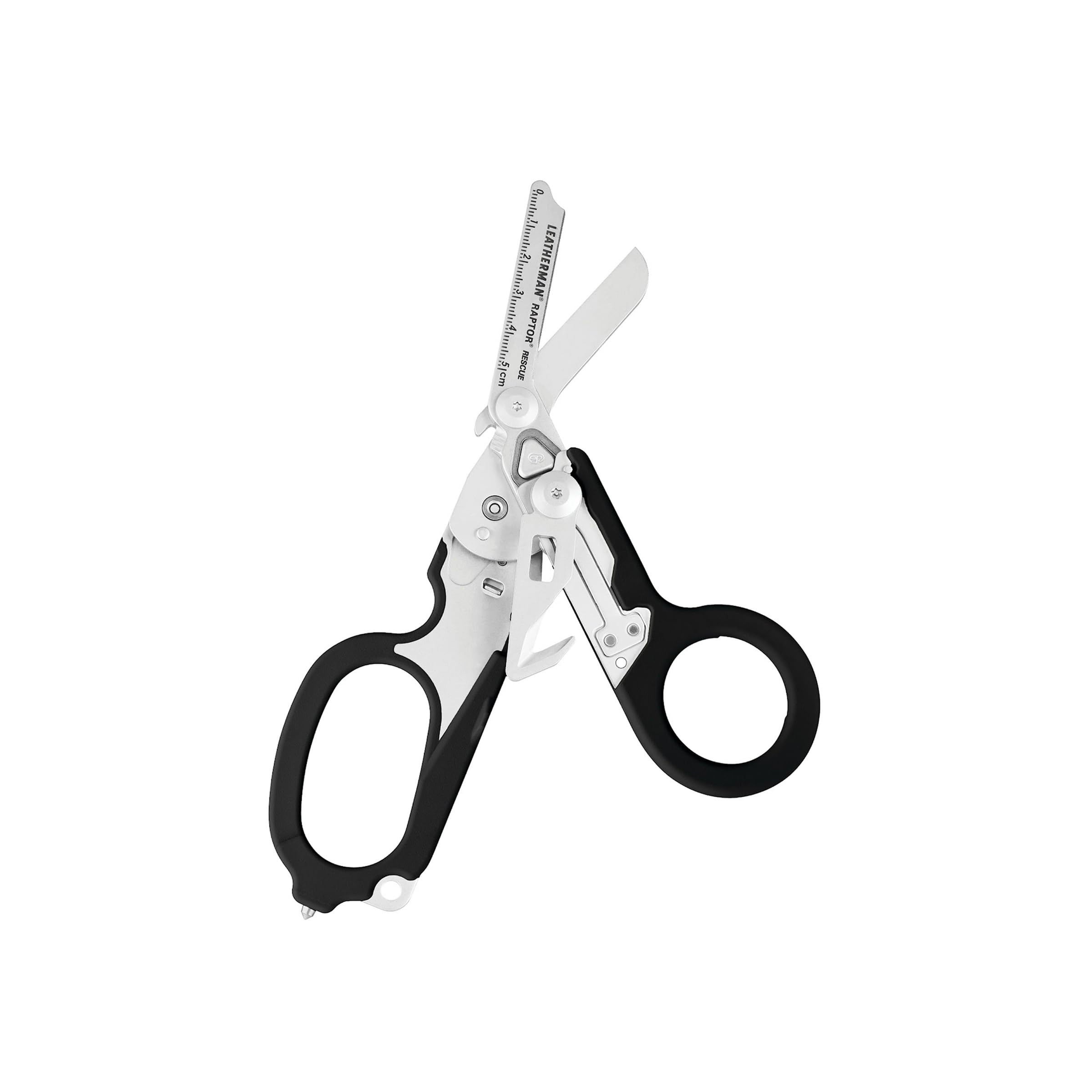 LEATHERMAN, Raptor Rescue, 6-in-1 Heavy-Duty Emergency/Trauma Shears with Carbide Glass Breaker &amp; Strap Cutter, Made in the USA, Utility Holster Included, Black-Orange, With Utility Holster