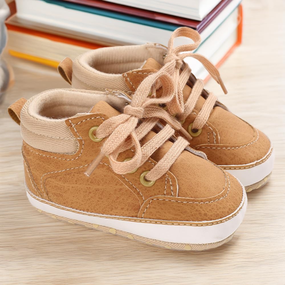 CENCIRILY Baby Boys Girls High Top Sneakers Soft Soles Anti Skid Infant Ankle Shoes Toddler Prewalker First Walking Crib Shoes