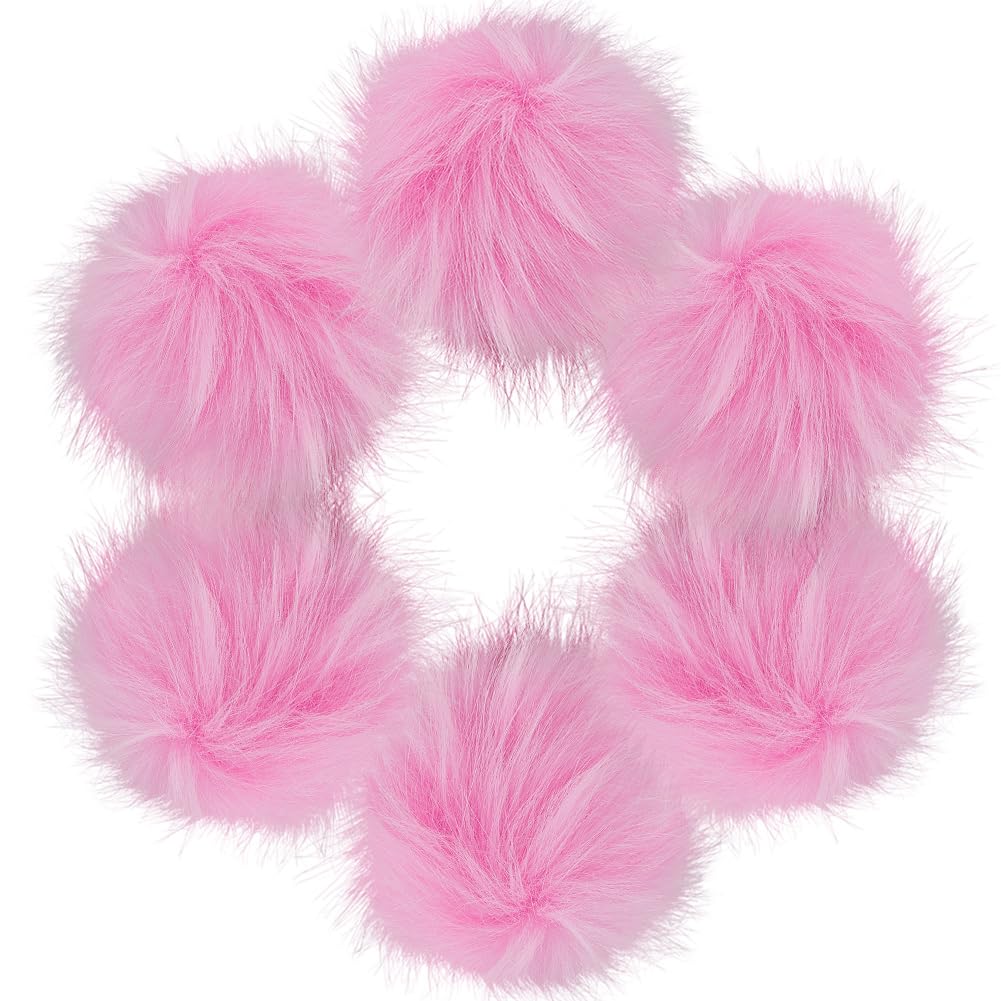 Pompones de ganchillo rosa para decorar gorros de lana y bolsos artesanales