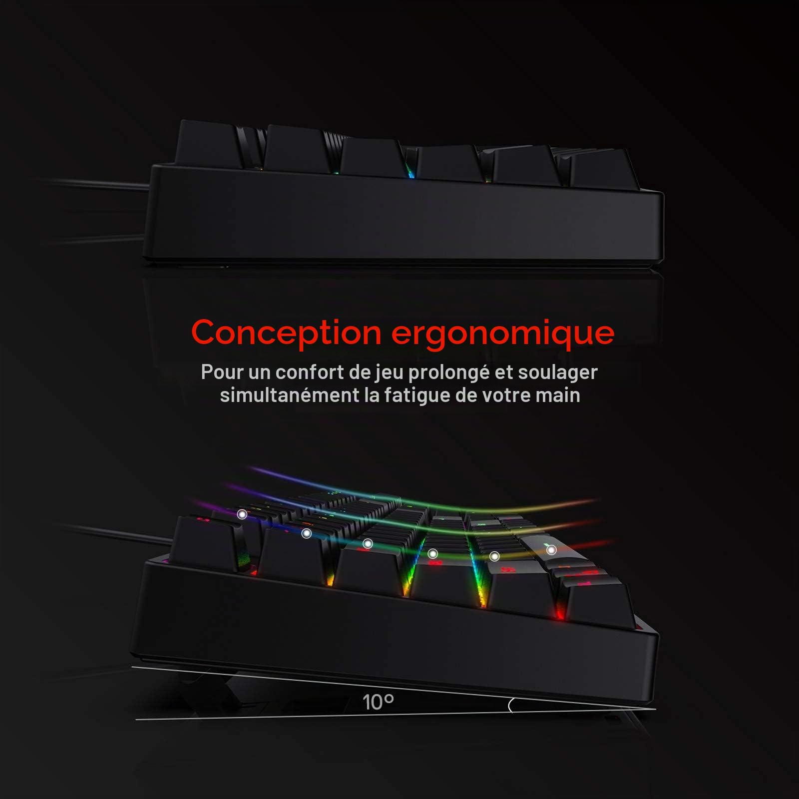 Redragon K582 Clavier Mécanique Filaire RVB 104 Touches US