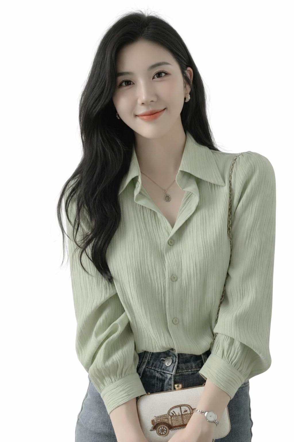 Rare Rabbit Womenâ€™s Button-Down Shirt Blouse with Long Sleeves in neutral
