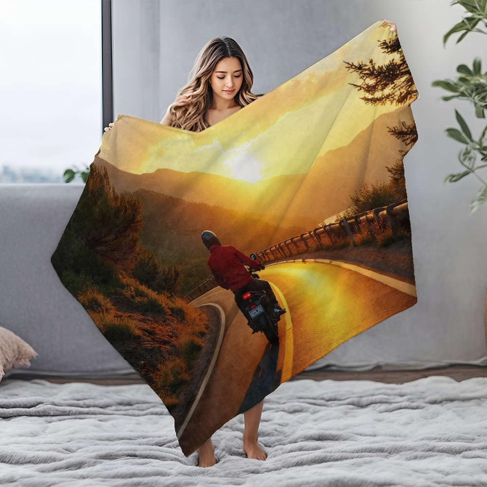 Couverture douce en flanelle bébé pour les balades et soirées d'hiver - Plaid montagne 150x200