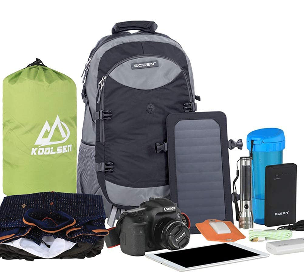 Borsa da Esterno, Zaino con Pannello Solare con Porta Caricatore USB Zaino Outdoo Zaino da Ciclismo per Escursionismo Sportivo da Viaggio per Uomini e Donne Sport