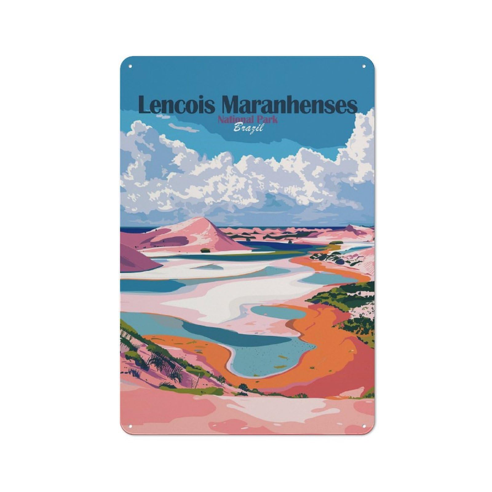 Junmoney Style-9 Classic Lençóis Maranhenses National Park Brazil Metal Sign 30X20cm, Classic Pub Decor For Diner, Restaurant, Shed Or Kitchen