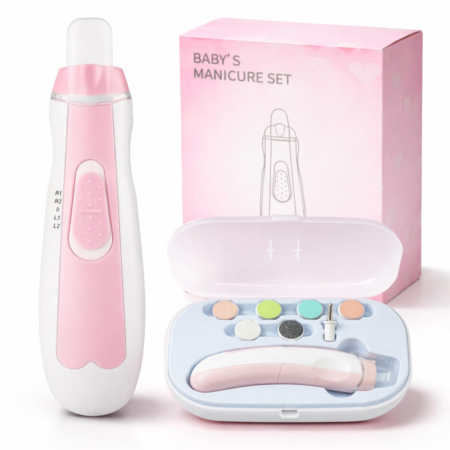 【ＧＧ ＧｒｉｎＧｉｒｌ】赤ちゃん 電動爪やすり つめきり つめやすり つめけずり ベビー 電動 爪切り 電動爪けずり 赤ちゃん用 (ピンク)