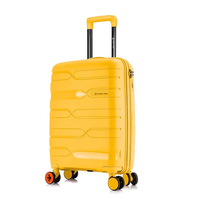 Nasher Miles Paris Hard-Sided Polypropylene Cabin Luggage 20 inch | 55cm | 8 Wheels Small Trolley Bag for Travel | Suitcase (Yellow)