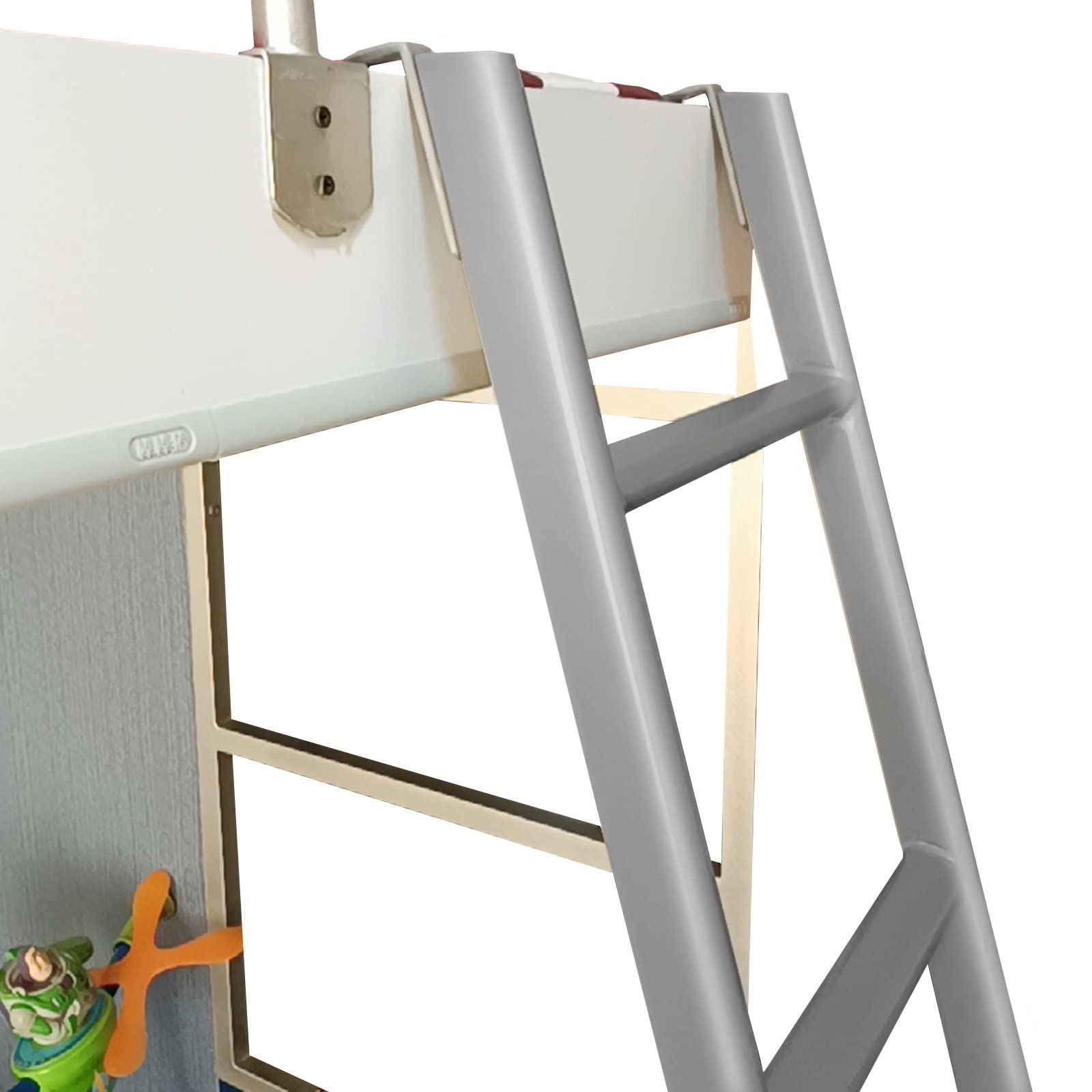 Échelle de lit mezzanine en métal argenté de 3m avec crochets en fer
