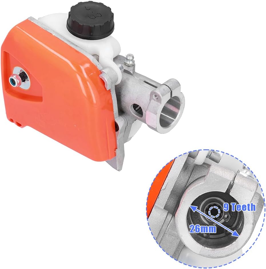 Chainsaw Gearbox Head, Tree Cutter Chainsaw Gearbox Gear Head Tool Multi Function Pole Saw Chainsaw Gearbox Gear Head Assembly Attachment for Lawn Mower Saw And Tree Cutter (26mm9 teeth)