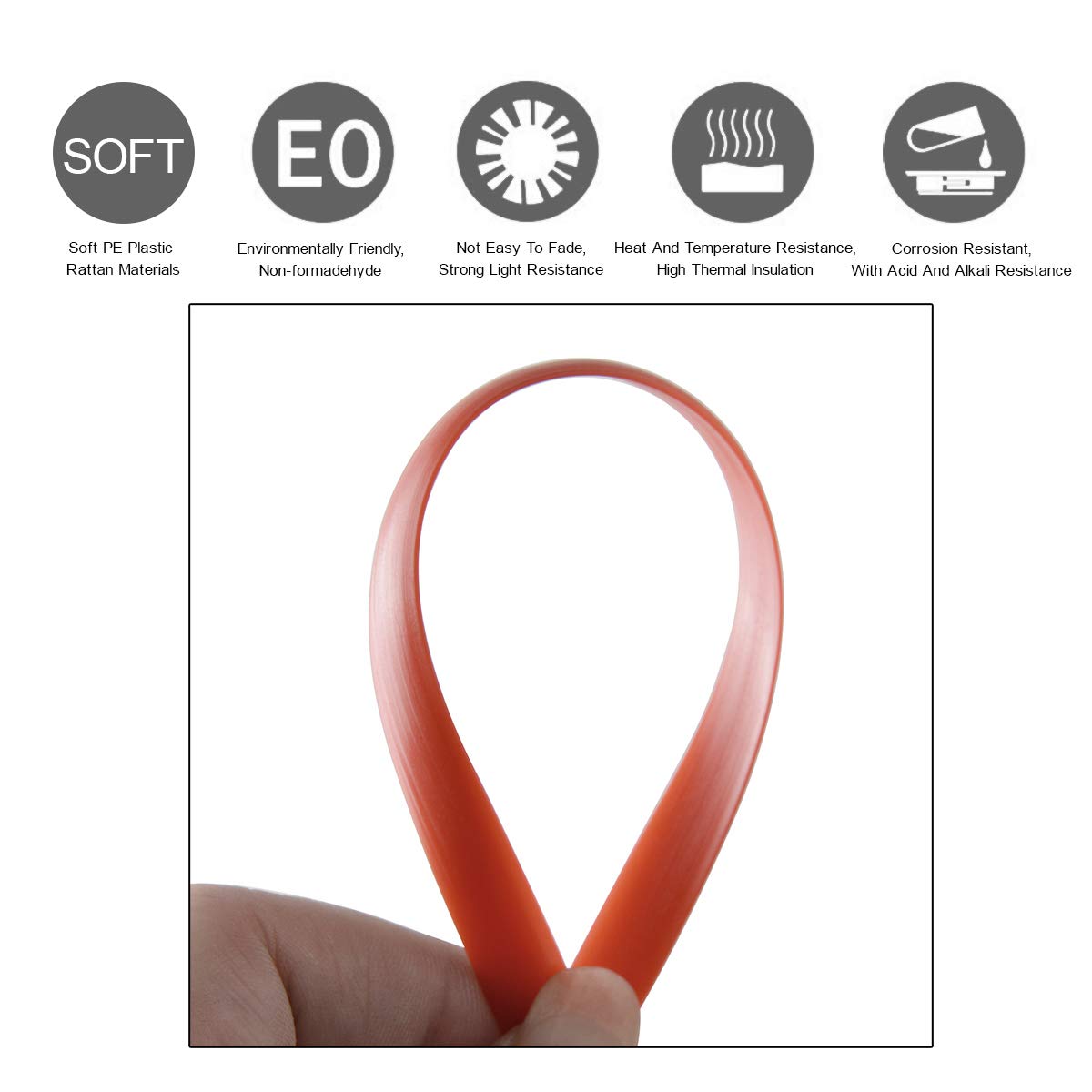 YebiO 500G (70M) Gradientowe Płaskie Tkanie Rattanu, Szerokość 8Mm Syntetyczny Rattan Naprawa Dzianina Materiał Plastikowy Rattan Dla Majsterkowiczów Handmadeniture Krzesło Kosz Stołowy/Red