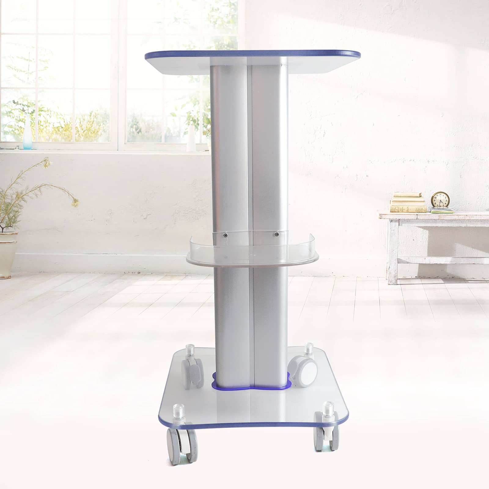 Plexiglass Tray Rolling Cart,Rolling Equipment Cart Beauty Rolling Salon Shelf Trolley Salon Trolley Cart Equipment Style Rolling Wheel Cart Hairdressing Storage Tray Trolley for Spa Beauty Instrument