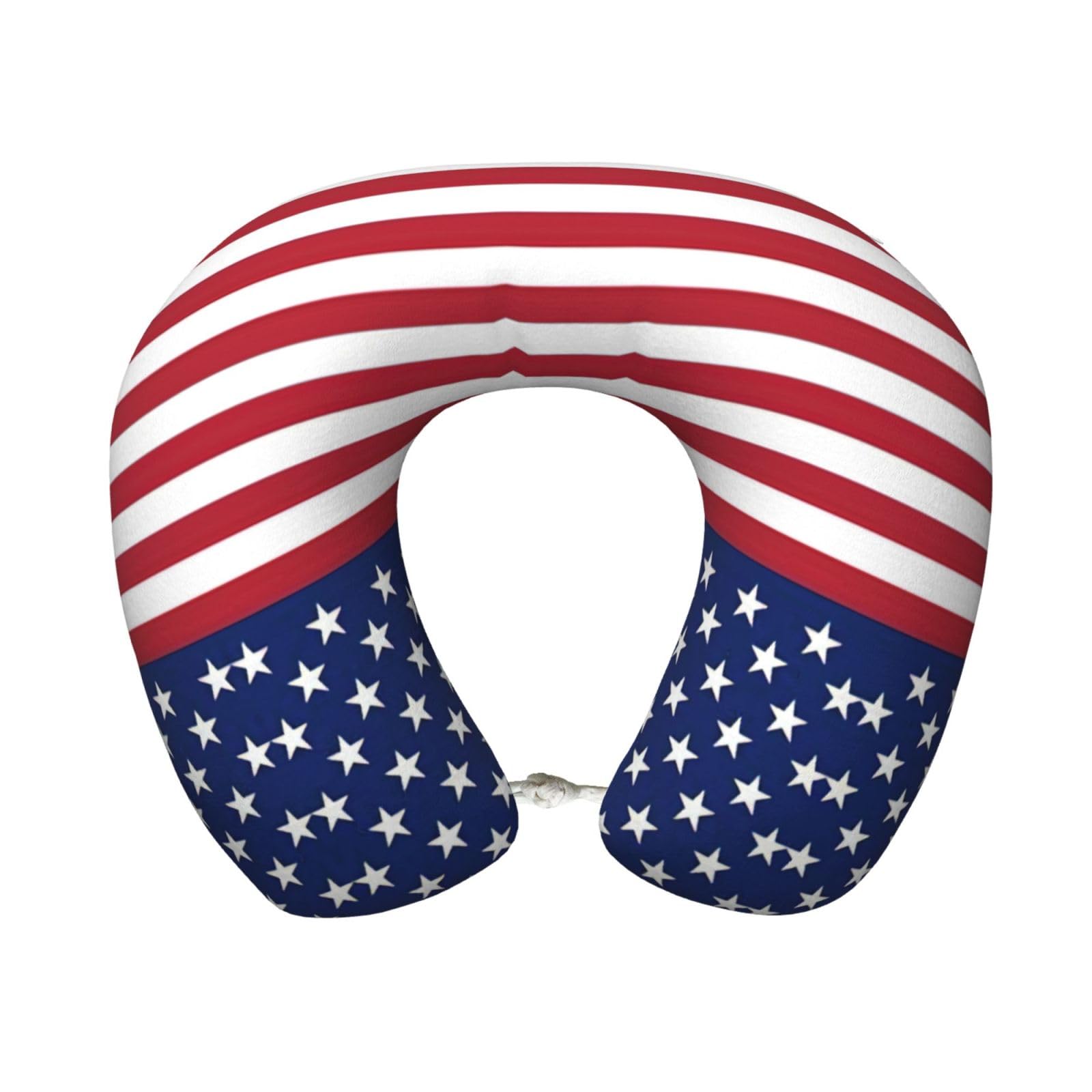 ASFgda U-Shape Memory Foam American Flag Stars Stripes Print Travel Pillow,Neck Support,Washable Cover For Airplane Car Home Office