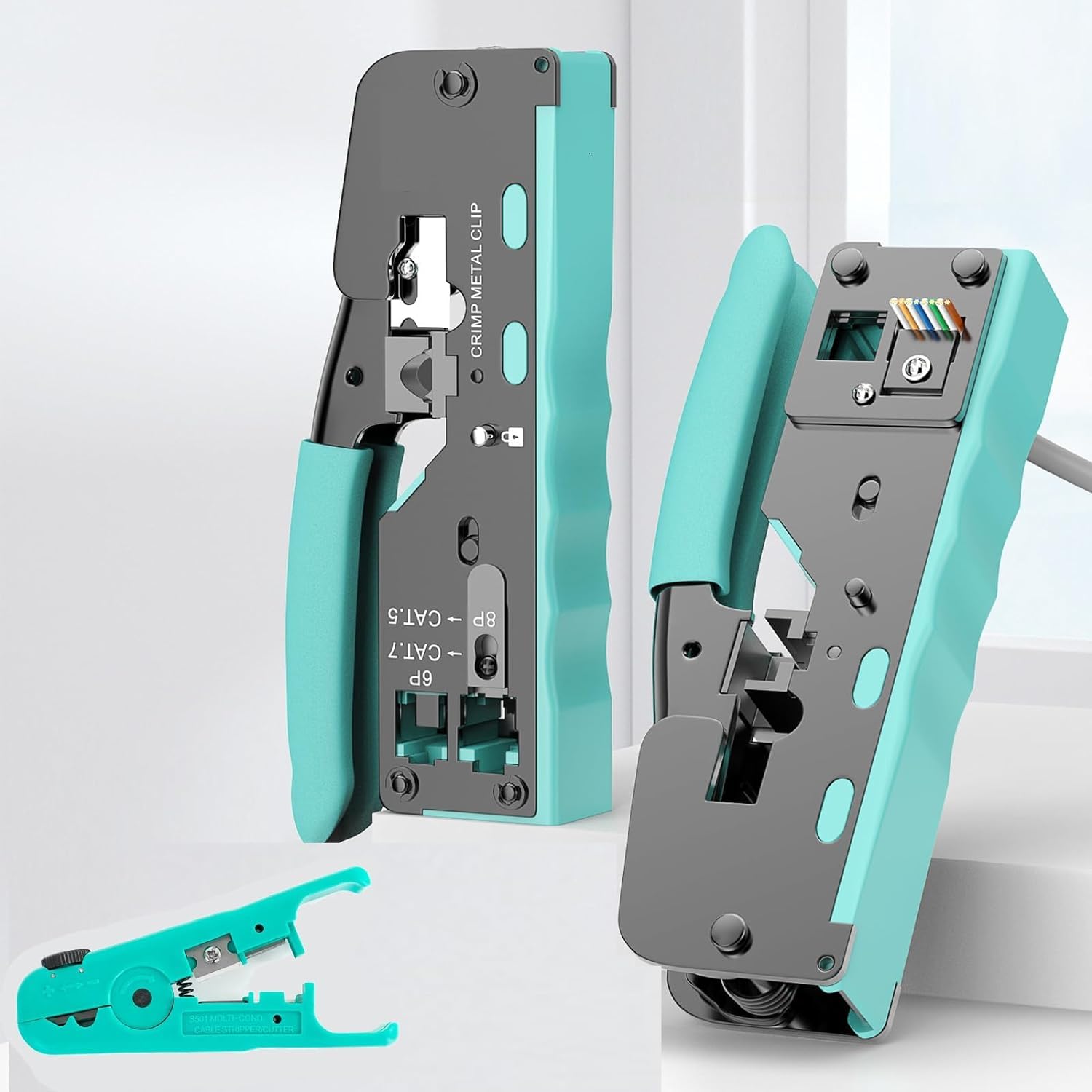 XIKKART Tool Kit | Cat7 Crimping Tool | Passthrough RJ45, With Ethernet Network lan Cable Wire Stripper And Cutter Tool for Compatible with Connectors Cat5 Cat5e Cat6 Cat6A Cat7 and RJ11 RJ45 STP/UTP (B0CTTTTWVV) Amazon Price History, Amazon Price Tracker