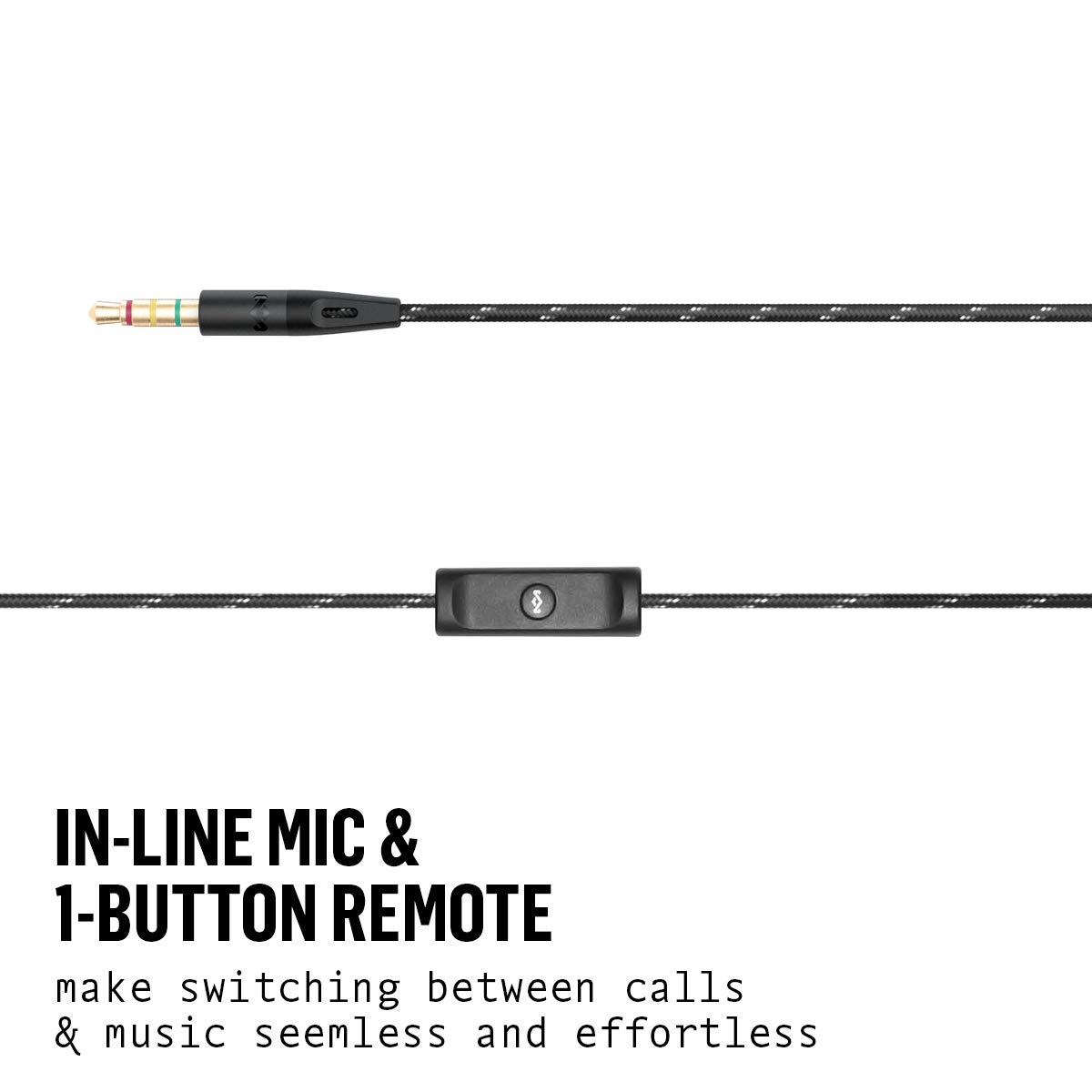 House Of Marley Uplift 2.0 – Écouteurs Intra-Auriculaire Bois FSC & Aluminium Recyclé, Micro & Commandes, Noir Signature
