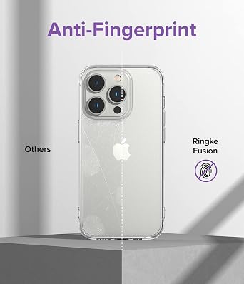 Ringke Fusion [Prevents Oily Smudges] Compatible with iPhone 14 Pro Max Case, Anti-Fingerprint Technology Easy to Hold Feels Velvety Soft Phone Cover for Women, Men - Matte Clear