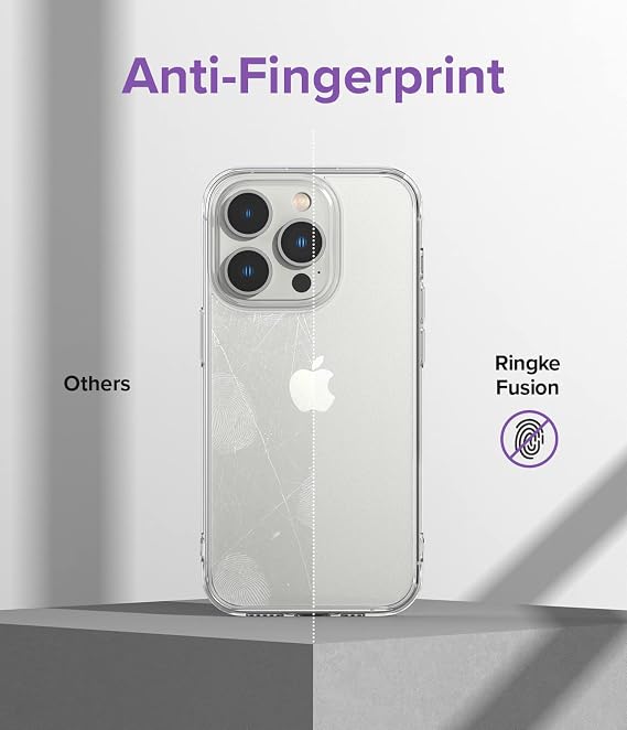 Ringke Fusion [Prevents Oily Smudges] Compatible with iPhone 14 Pro Max Case, Anti-Fingerprint Technology Easy to Hold Feels Velvety Soft Phone Cover for Women, Men - Matte Clear