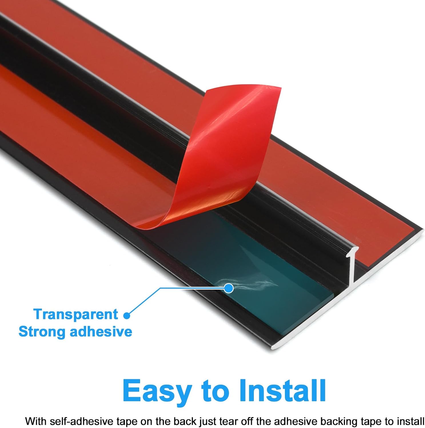 Metal Floor Transition Strips for Doorways, Self-Adhesive Aluminum T-Molding Threshold, for Joining Wood Tile Vinyl Laminate Flooring Gaps Seamless (3Pcs,36"x 2",Black)