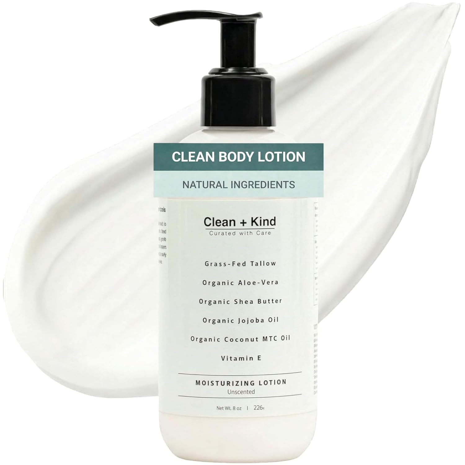 Daily Moisturizing Lotion – Tallow Body Lotion with Aloe Vera, Shea Butter, Jojoba Oil, MCT Oil & Vitamin E – Deep Hydration for Dry, Rough, Sensitive Skin (8 Fl Oz, Unscented)