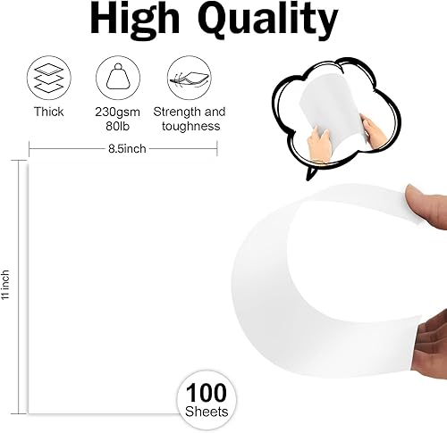 Miniatura 2 de 100 hojas de cartulina blanca de 8.5 x 11 pulgadas papel certificado, papel de impresora de tarjetas blancas Goefun para invitaciones, menús, bodas