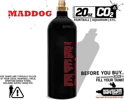 Miniatura 8 de Maddog - Tanque de paintball de aluminio CO2 recargable 20 onzas