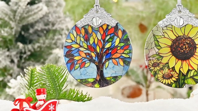 Atrapasoles De Vitral, Adorno De Lobo De Jocidea , Adornos De Navidad, Adornos De Vacaciones