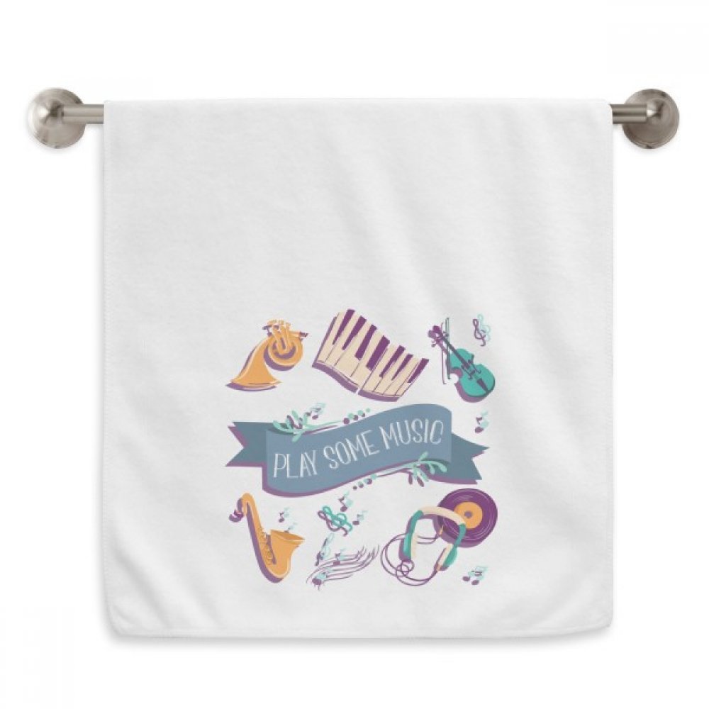 Serviette de toilette musique et piano électrique blanche douce 13x29 pouces