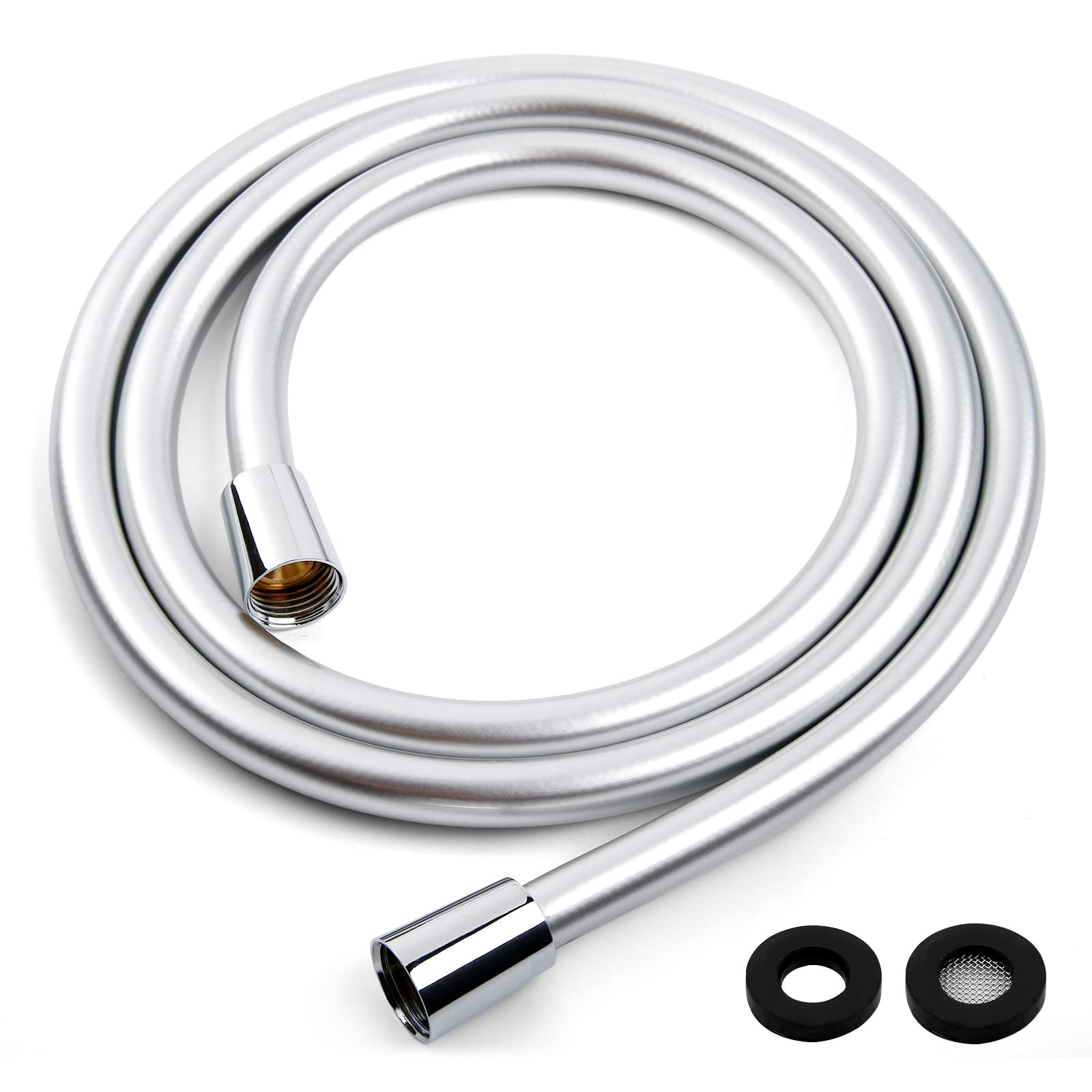 Leefe 2M Pvc Smooth Shower Hose Flexible Anti-Kink Handheld Shower Head Hose With Brass Connections / 78.7 Inch