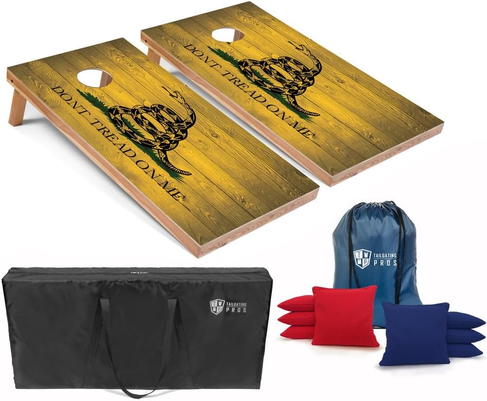Tailgating Pros Regulation Cornhole Boards Flag Set - Includes 8 Bean Bags, Carrying Cases, and 4'x2' Corn Hole Toss Game