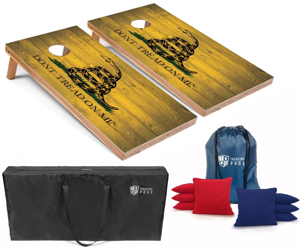 Tailgating Pros Regulation Cornhole Boards Flag Set - Includes 8 Bean Bags, Carrying Cases, and 4'x2' Corn Hole Toss Game