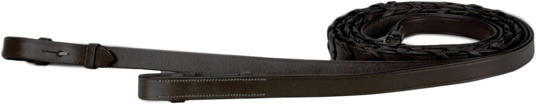 Paris Tack English Flat Laced Reins, Havana, Oversize