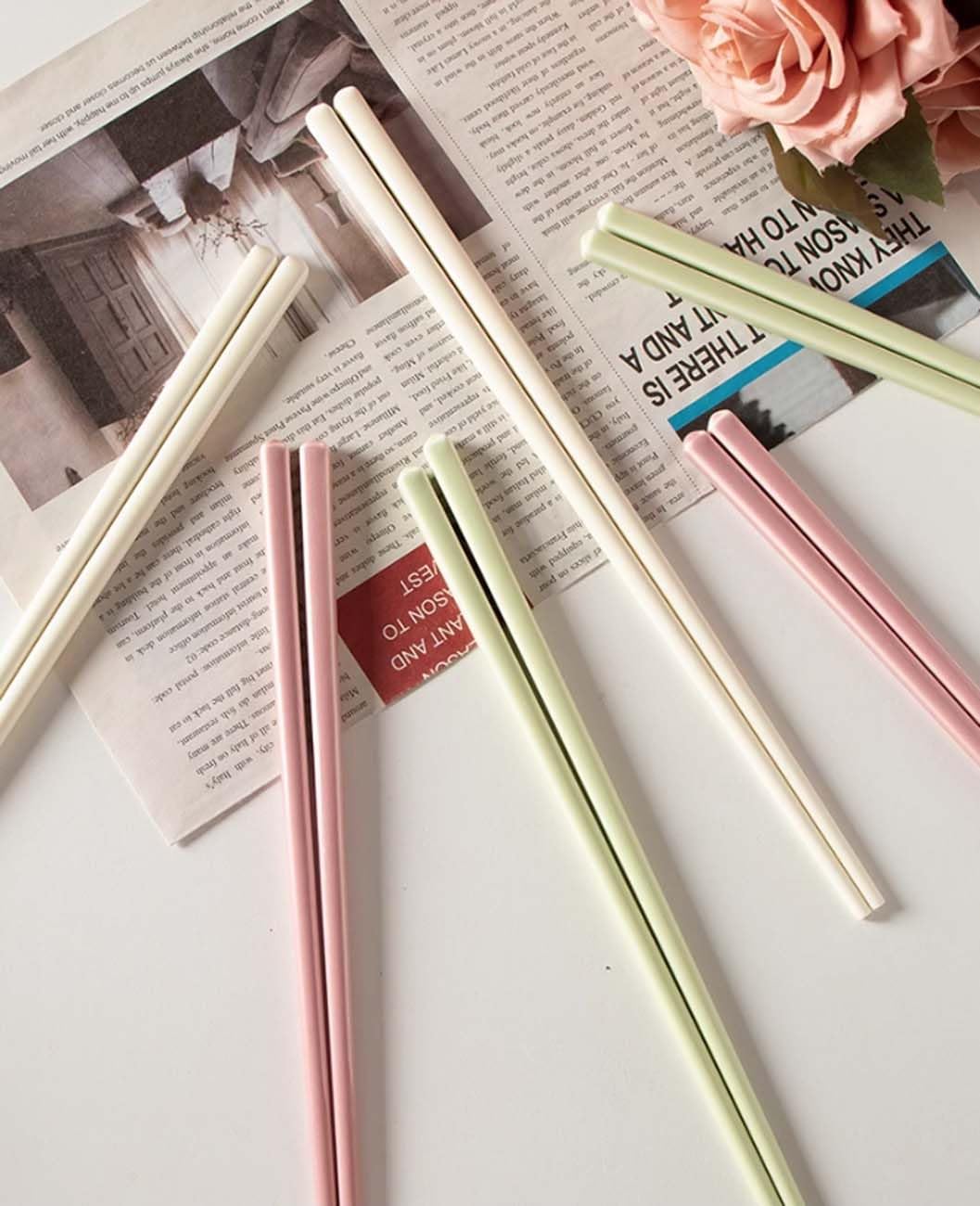 Lot de 6 paires de baguettes chinoises réutilisables en céramique, passent au lave-vaisselle + 6 supports de baguettes A24