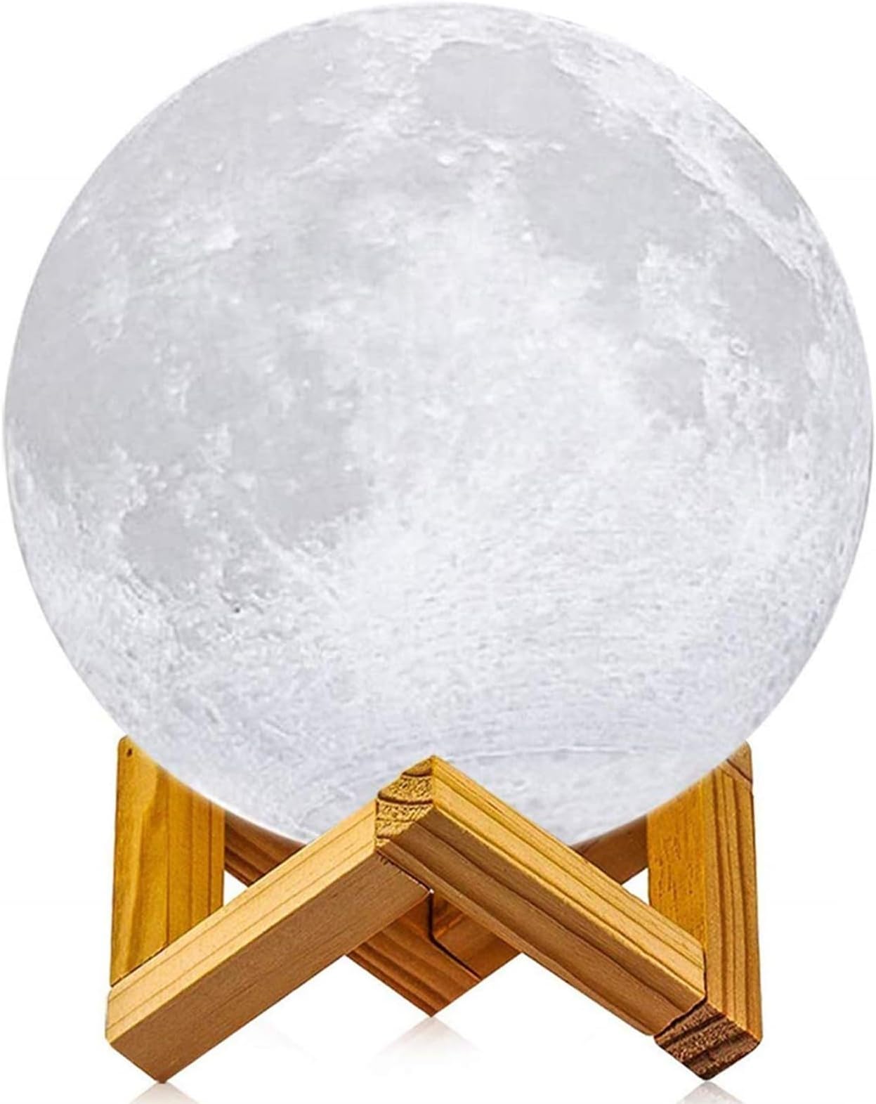 Moon Lamp, 3D Printing LED Night Light Lunar Moon Light with Stand and Warm & Cool Two Colors and Dimmable & USB Rechargeable for Baby Kids Lover Birthday Christmas Gifts(Diameter 4.7 inch)