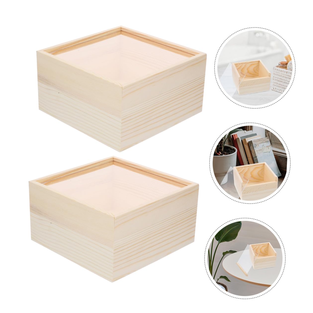 Schmuckkästchen Aufbewahrungsbox mit Schiebedeckel 2 Stück aus Acryl und Holz im Vintage Stil für Ketten und Anhänger für Hochzeiten