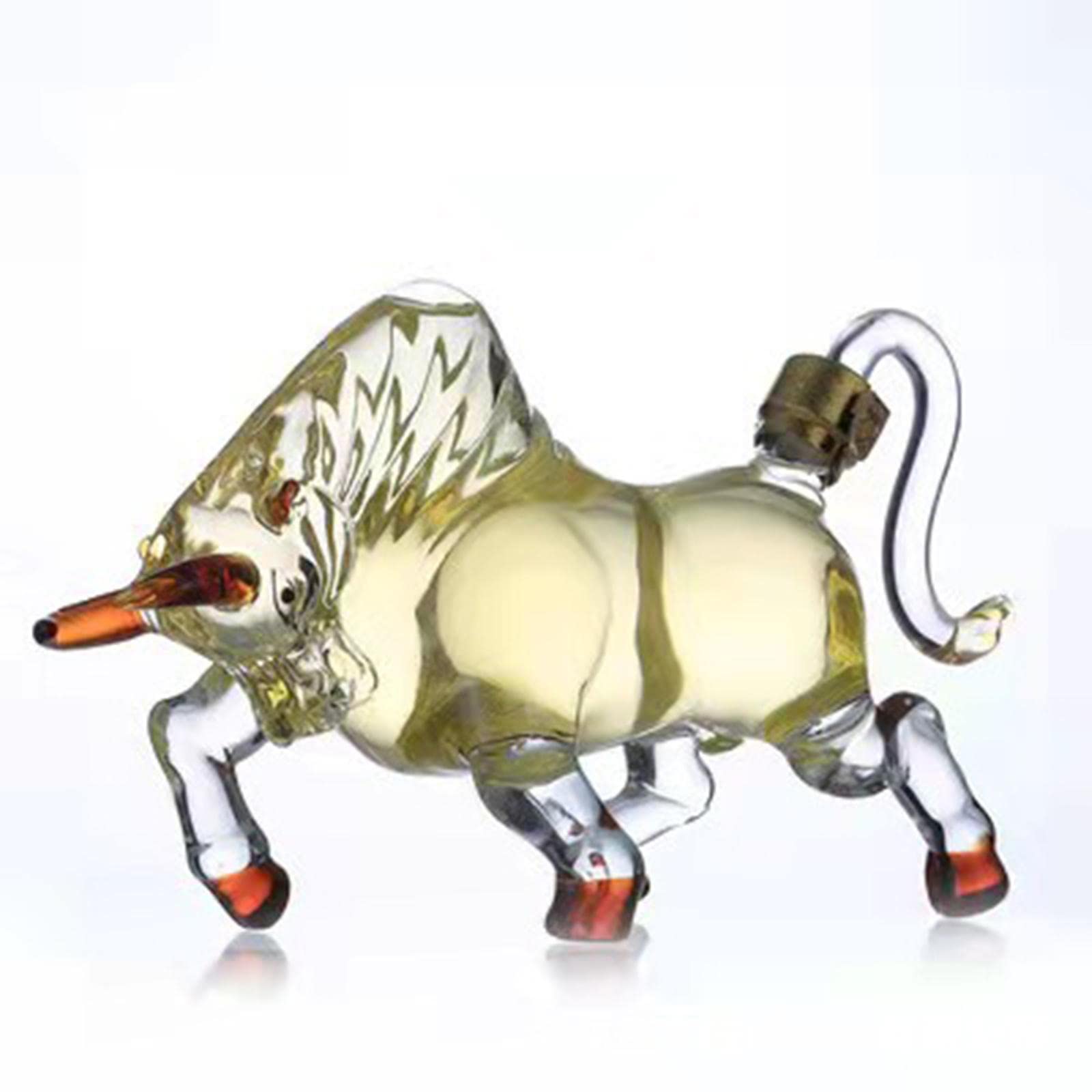 Decanter in vetro, decanter per whisky, a forma di toro, per liquori, bourbon, vodka