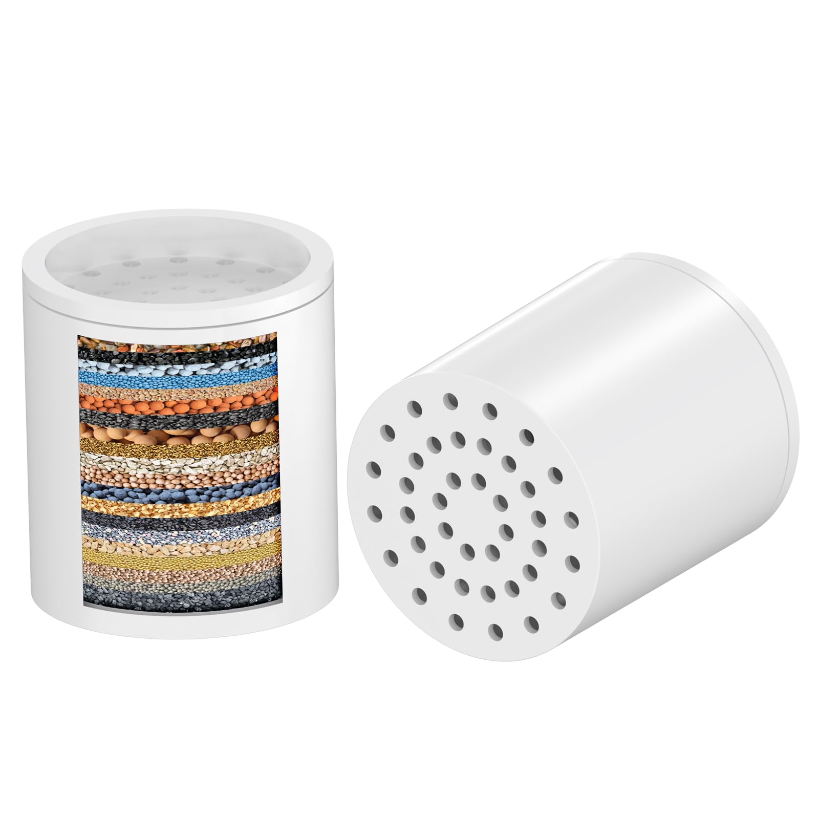 Yeaupe Chrome+Black 22-Stage Shower Filter, Water Filter Shower, Hard Water Filter, Improves Skin And Hair Health, Removes Chlorine, Heavy Metals, And Other Sediments, Vitamin C (2 Pack Filters)