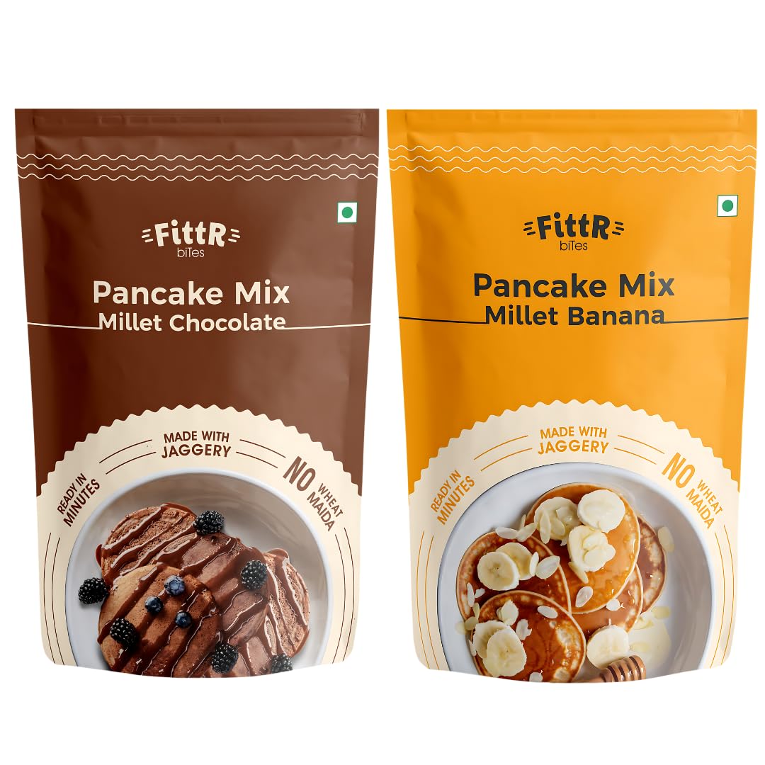 FittR Bites Assorted pack of Oats & Millets Chocolate Pancake Mix & Banana Pancake mix | NO MAIDA, No wheat, No refined sugar, pack of two, 2 x 150 gm (B0CRZ6GJVW) Amazon Price History, Amazon Price Tracker