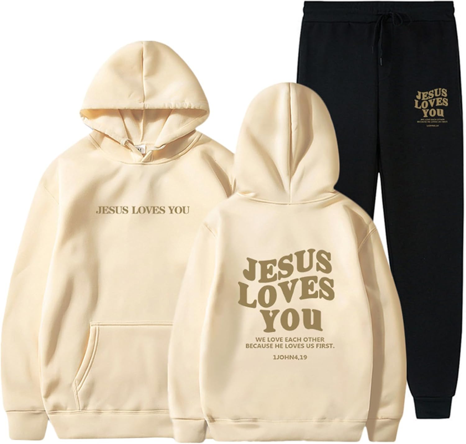 Faith Over Fear Hoodie Sweatpant Suit Tracksuit Jesus Loves You Jogger Jacket Sweatshirt Pant Woman Man